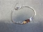 Plaat armbandje baby met klein zirkonia steentje roze