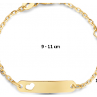 9 krt baby naamplaat armband, hartje 9-11 cm