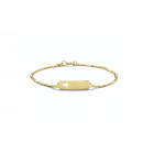 Gouden baby naam armbandje hartje apart schakeltje 9 tot 11 cm.