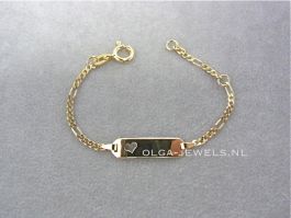 Attent oppervlakte zingen 9 karaat gouden Baby naam armband