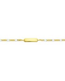 8 karaat kindernaamplaat armbandje, met witgoud. 14 cm