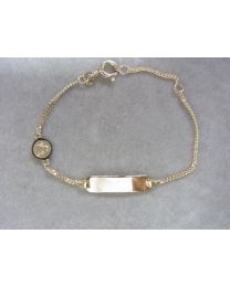 gouden kinder naamplaat graveer armband met bescherm engel