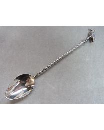 Zilveren geboortelepeltje met ooievaar 13 cm