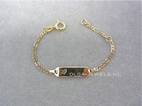 9 karaat gouden Baby naam armband Figaro schakel met hartje