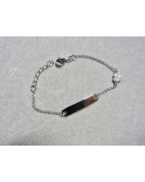 Zilveren naamplaat graveer armbandje met hartje zirkonia 11-13 cm