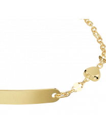 Gouden kinder/peuter graveer naamplaat armbandje met hartje 11-13 cm