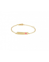 Gouden baby naamplaat armbandje roze hartje 9 tot 11 cm