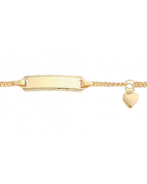 8 karaat gouden kinder armbandje bewerkt plaatje met hartje 12 tot 14 cm